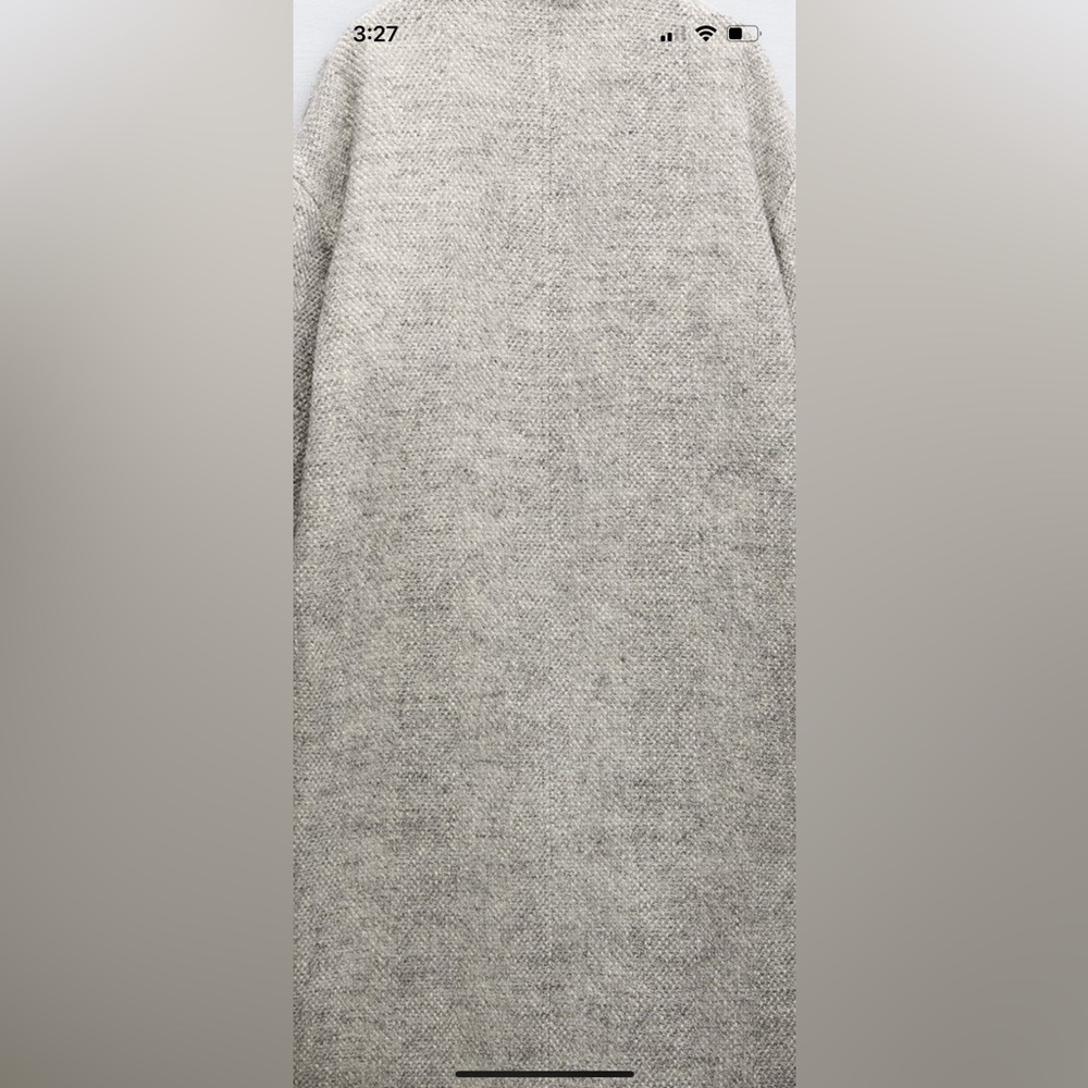 Zara Light Gray Textured Wool-Blend Trench Coat - Picture 4 of 8